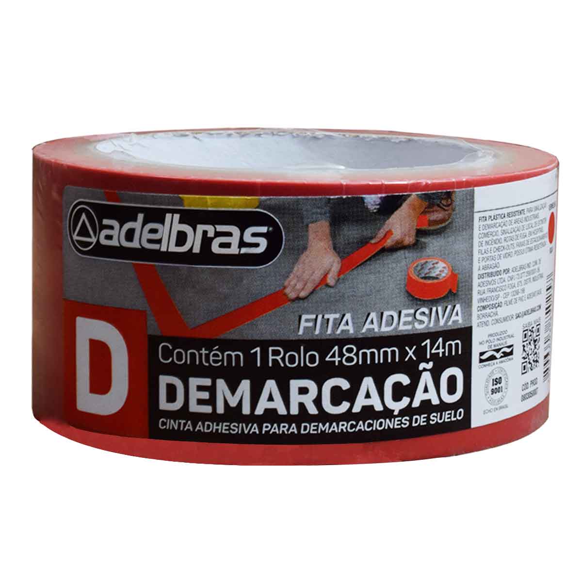FITA PVC ADELBRAS DEMARCACAO SOLO VERMELHA 48MMX14M